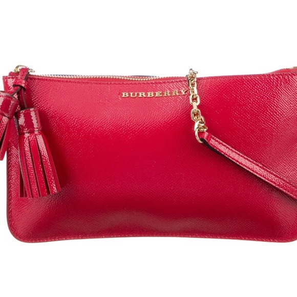Burberry Handbags - Burberry Patent Leather Tassel-Accented Crossbody Bag